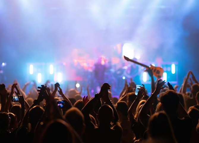 Crowds at a music concert.