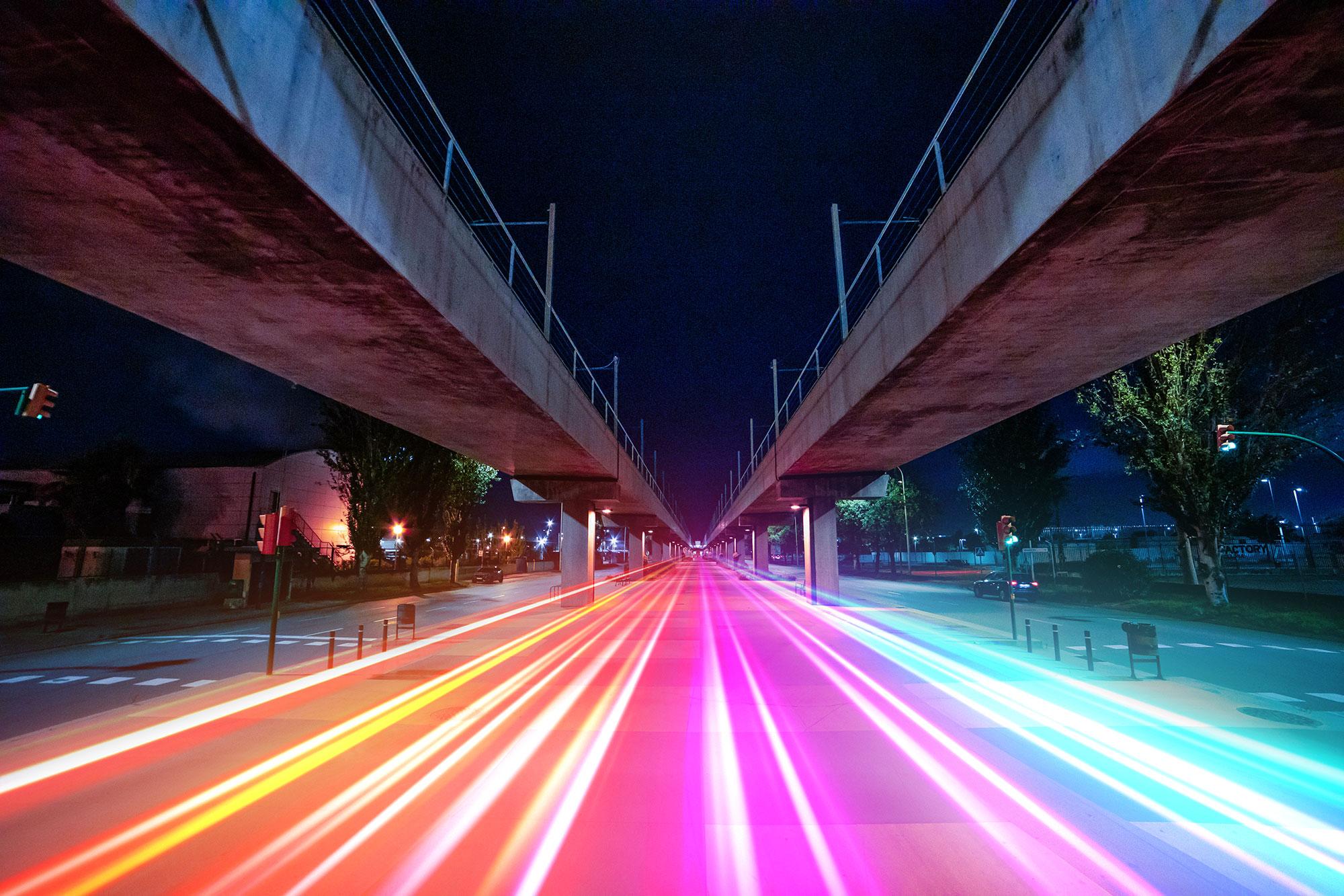 A smart city street showing Comcast's connectivity