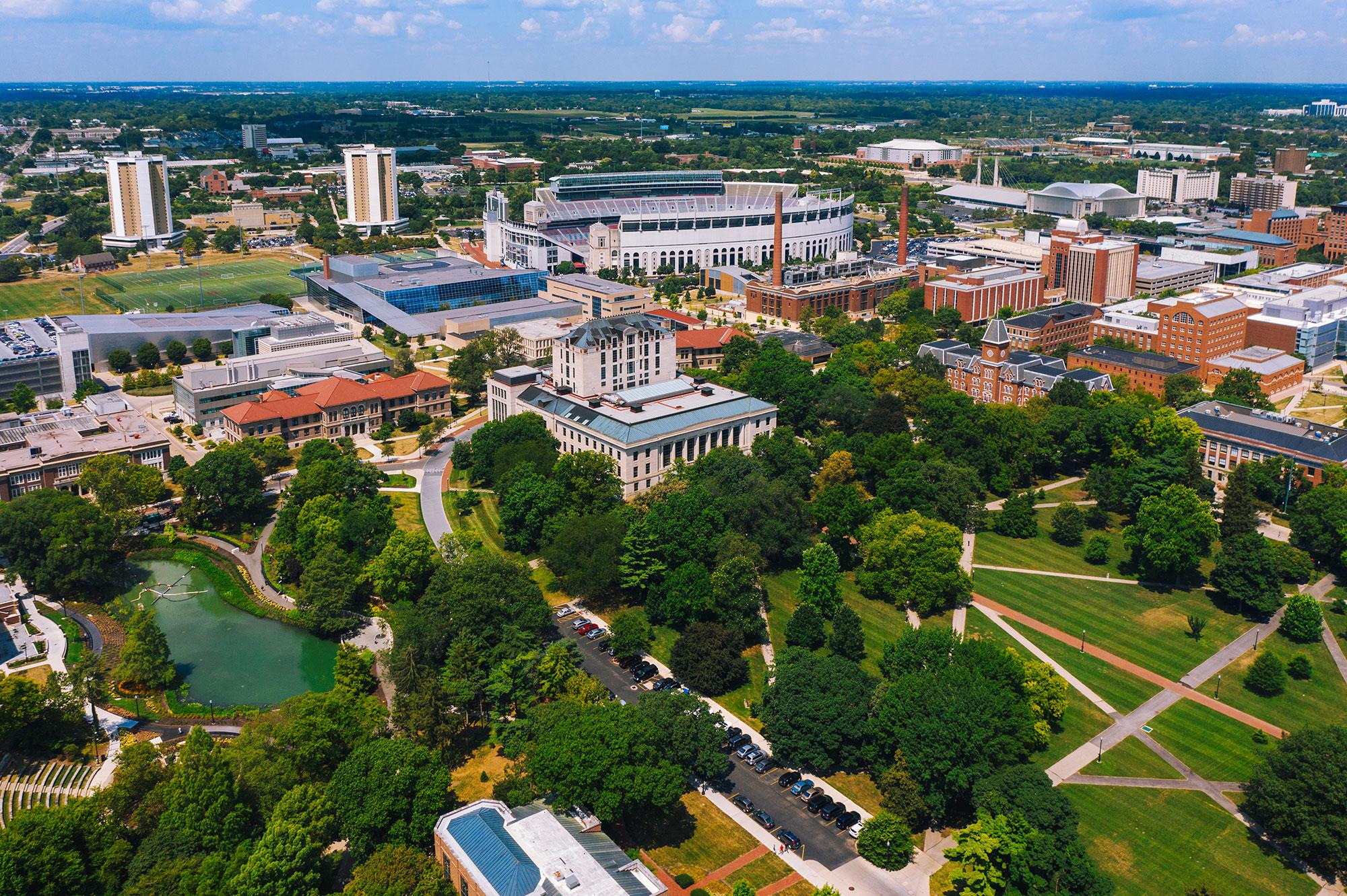 Sky view of a smart campus